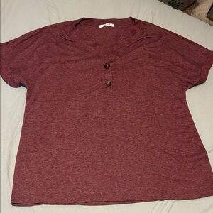 Women's Burgundy Top with Button Detail